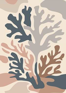 Abstract Coral Botanical Shapes