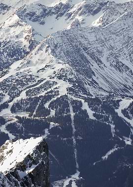 Snowy Mountain Ski Resort Landscape