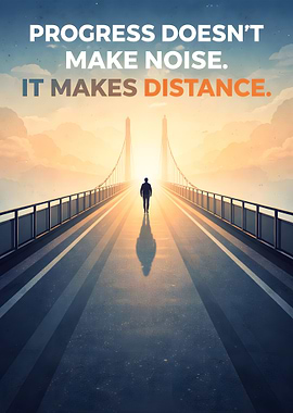 Man walking on bridge towards light