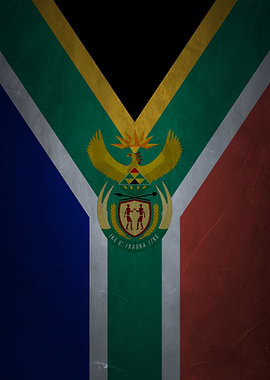 South African Flag with Coat of Arms