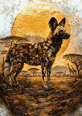 African Wild Dog in Savannah