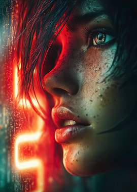 Cyberpunk Woman in Neon Light