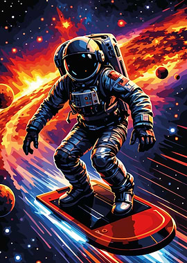 Astronaut surfing through space