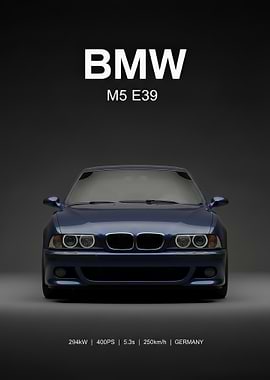 dark blue BMW M5 E39 Poster