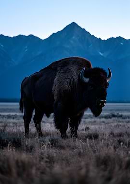 Bison in a Mountain Landscape
