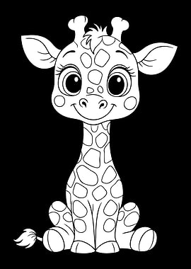 Cute Cartoon Giraffe Coloring Page