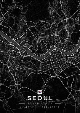 Seoul South Korea Map Art