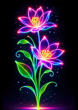 Neon Lotus Flowers