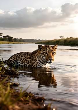 Jaguar in a River