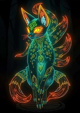 Neon Fox Spirit Cat