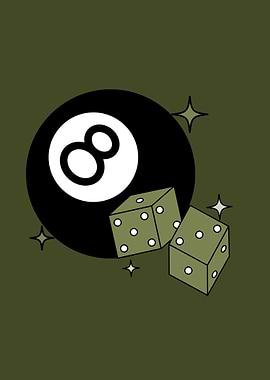 8 Ball and Dice with Sparkles