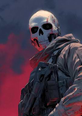 Skull Masked Soldier with Gun