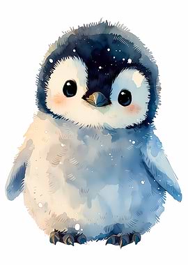 Cute Baby Penguin Watercolor