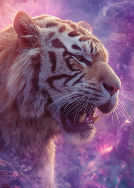 Majestic Tiger in Cosmic Nebula
