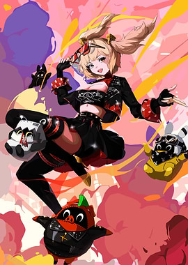 Anime Girl with Plush Toys