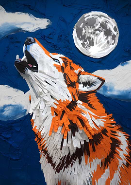 Wolf howling at the moon