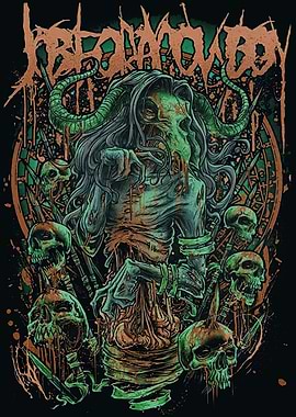 Demonic Figure with Skulls