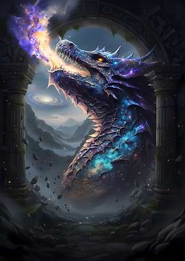 Cosmic Dragon Breathing Fire