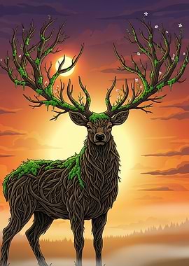 Tree Deer with Antlers