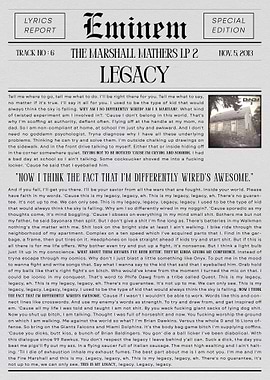 Eminem Legacy Lyrics Report