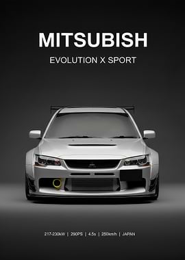 silver Mitsubishi Evolution X Sport poster