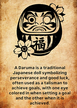 Daruma doll with Japanese text