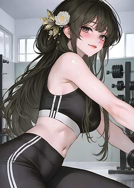 Anime girl in gym attire
