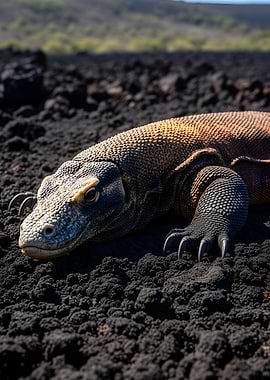 Komodo Dragon on Volcanic Rock