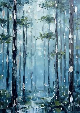 Misty Forest Painting