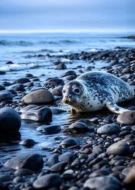 Seal on a rocky beach