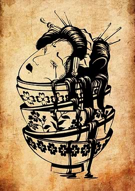 Geisha in Stacked Bowls