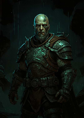 Grim Warrior in Dark Armor