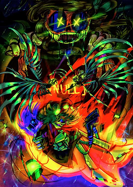 Abstract Skeleton Figures in Neon Colors