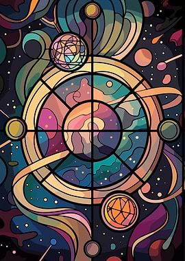 Cosmic Stained Glass Art