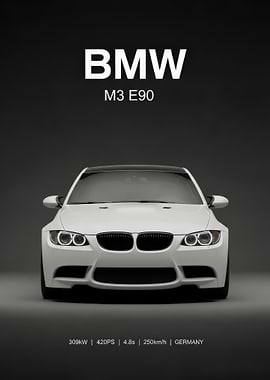 white BMW M3 E90 Front View