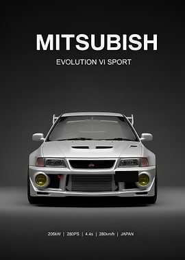 silver Mitsubishi Evolution VI Sport Poster
