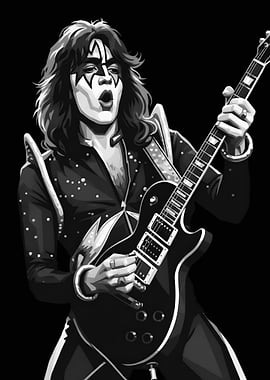 Ace Frehley of KISS playing guitar