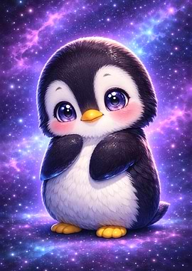 Cute Penguin in Space