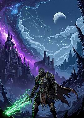 Fantasy Knight with Glowing Sword