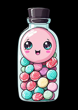 Kawaii Candy Jar with Cute Face