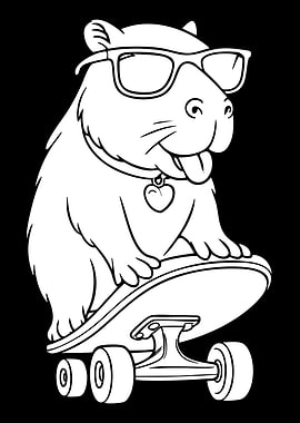 Cool Capybara on Skateboard