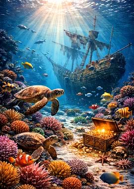 Underwater Treasure Shipwreck Scene