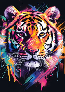 Vibrant Abstract Tiger Portrait