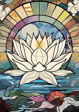 Stained Glass Lotus Flower