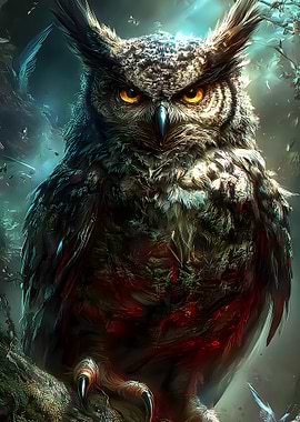 Majestic Owl with Intense Gaze
