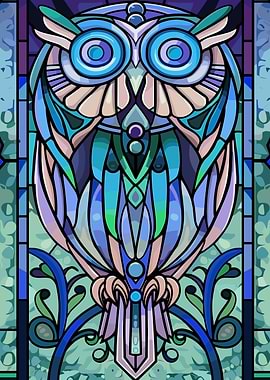 Stained Glass Owl Art
