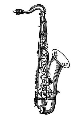 Black and White Saxophone Illustration