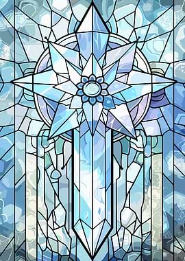 Stained Glass Ice Sword and Star