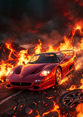 Red Ferrari F50 in Lava