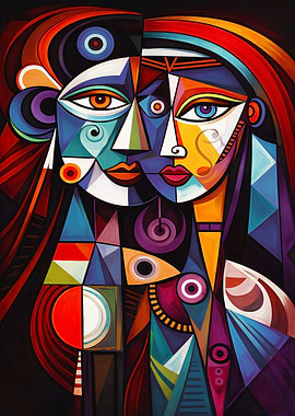 Colorful Abstract Cubist Faces